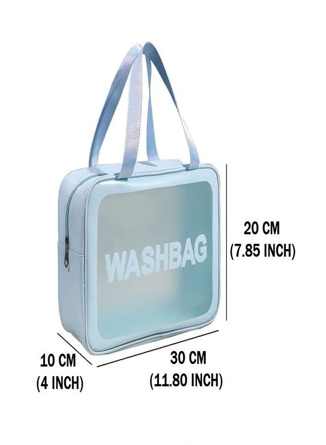 Luxula Cosmetic Bag Waterproof Portable Travel Toiletry Transparent Organizer Bag with Zipper and Handle Wash Bag for Women and Girls (1PCS) (Blue) - Image 5